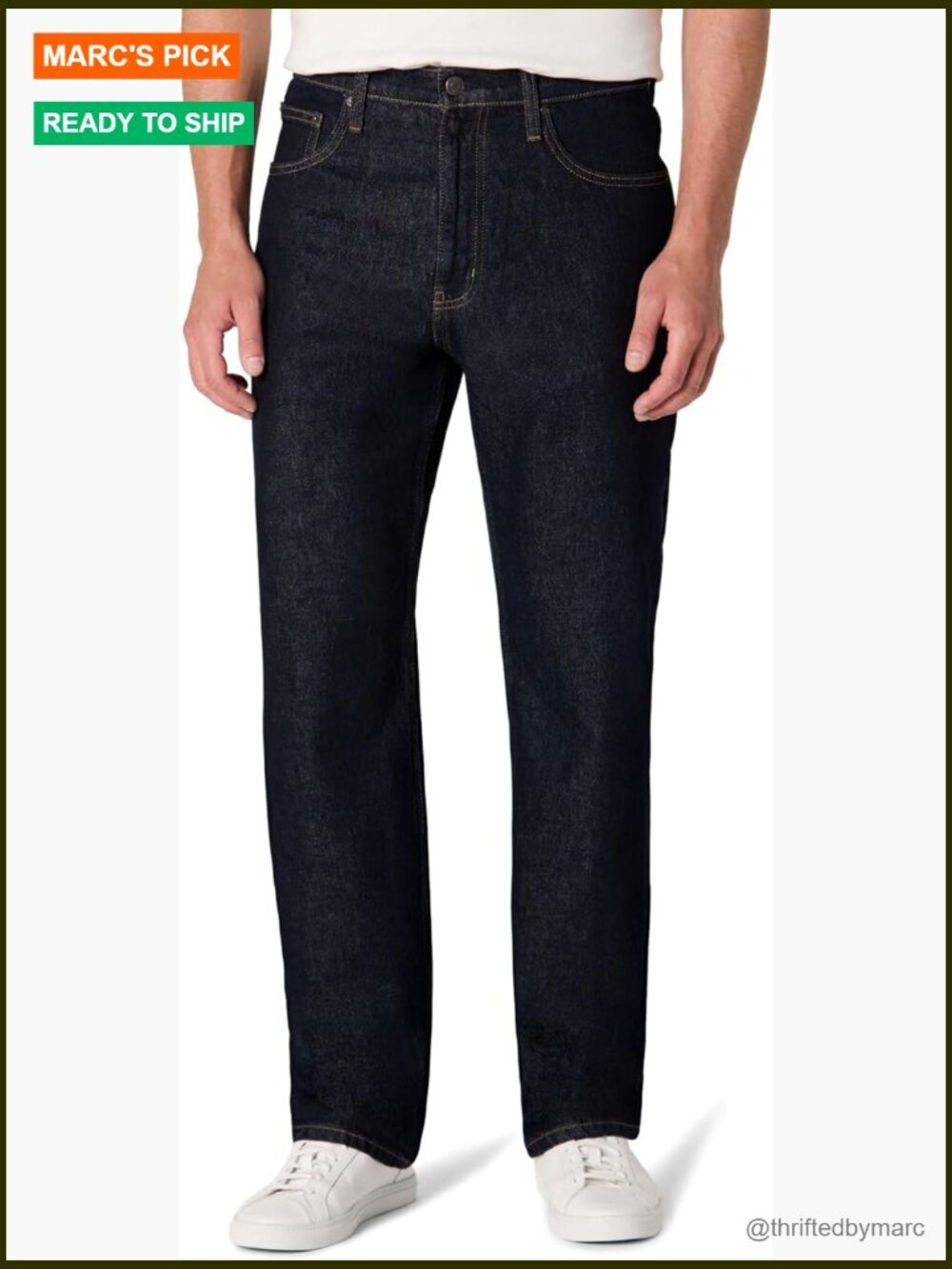 Men's Rigid Loose Fit Jeans, Straight Leg, Heavyweight Denim, Zip Fly